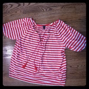 Red striped top. Fits like large